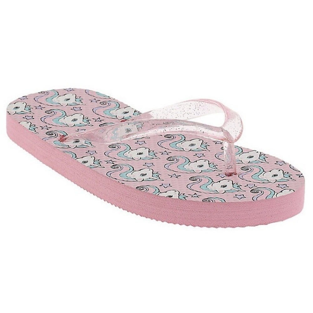 Elli by Capelli Girls Flip Flops Clear Glitter Upper New with Tags Large 1-2